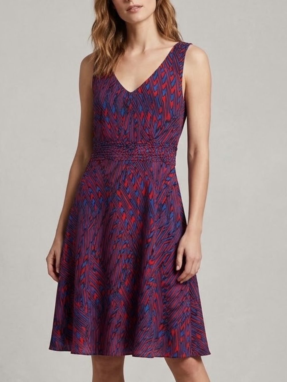 Banana Republic Geometric Dress 6 Sleeveless A-Line Fit Flare Club Corporate